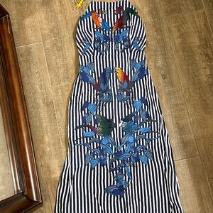 Farm Rio Striped Blue and white Dress